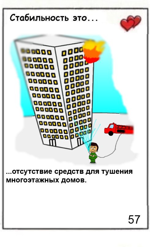 Стабильность это отсутствие средств для тушения многоэтажных домов (В Грозном сотрудники МЧС заявили об отсутствии спецтехники для тушения пожара в высотном комплексе)